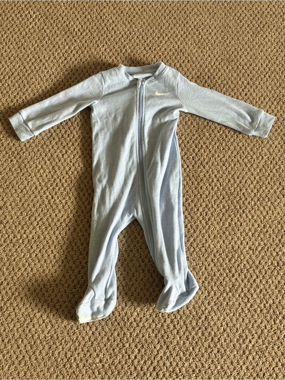 Nike Light Blue Baby Footed One-Piece Zip Pajamas